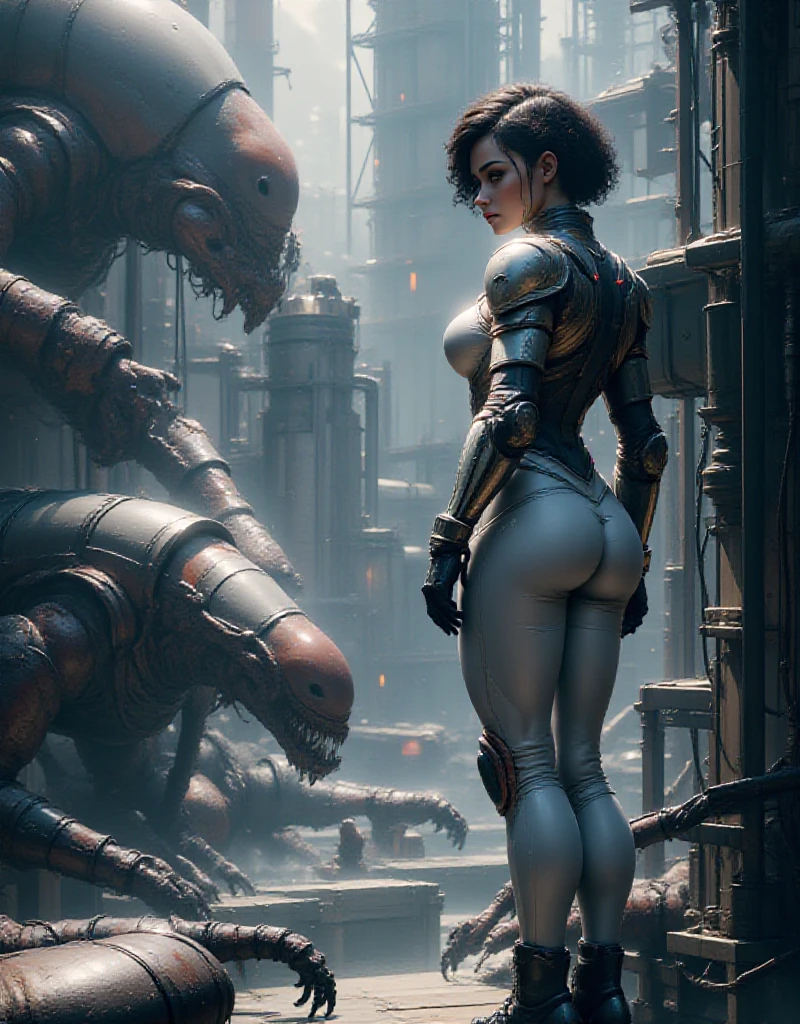 there is a robot that is standing in a narrow alley, peter gric and dan mumford, james jean marc simonetti, by Peter Gric, christophe young eytan zana, lucasfilm jesper ejsing, cgsociety ), craig mullins nekro, james jean soft light 4k, james jean soft light 4 k, weta studio and james jean --auto --s2