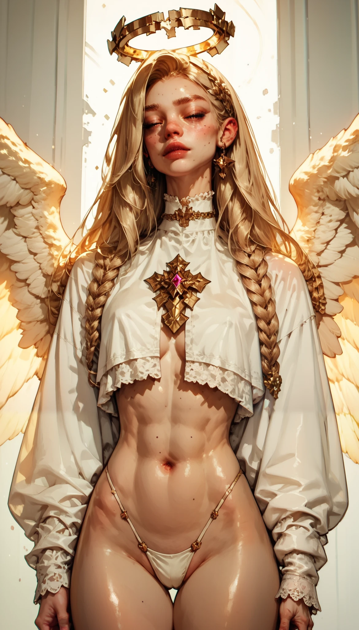 masterpiece , better quality, very aesthetic , a girl,alone, Mini thong ,Valcón ,angel