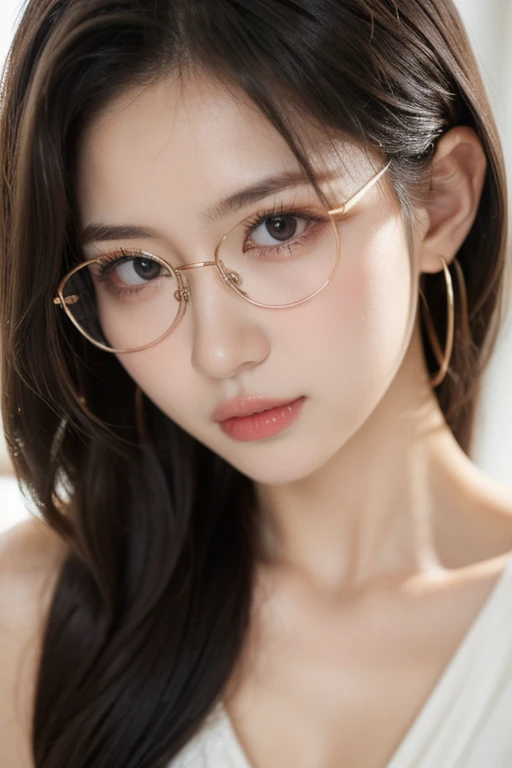 (( top quality)), ((傑 top quality、masterpiece、High sensitivity、 high resolution、 detailed depiction 、 delicate face depiction ))Slender Woman、Glasses、 Adult、