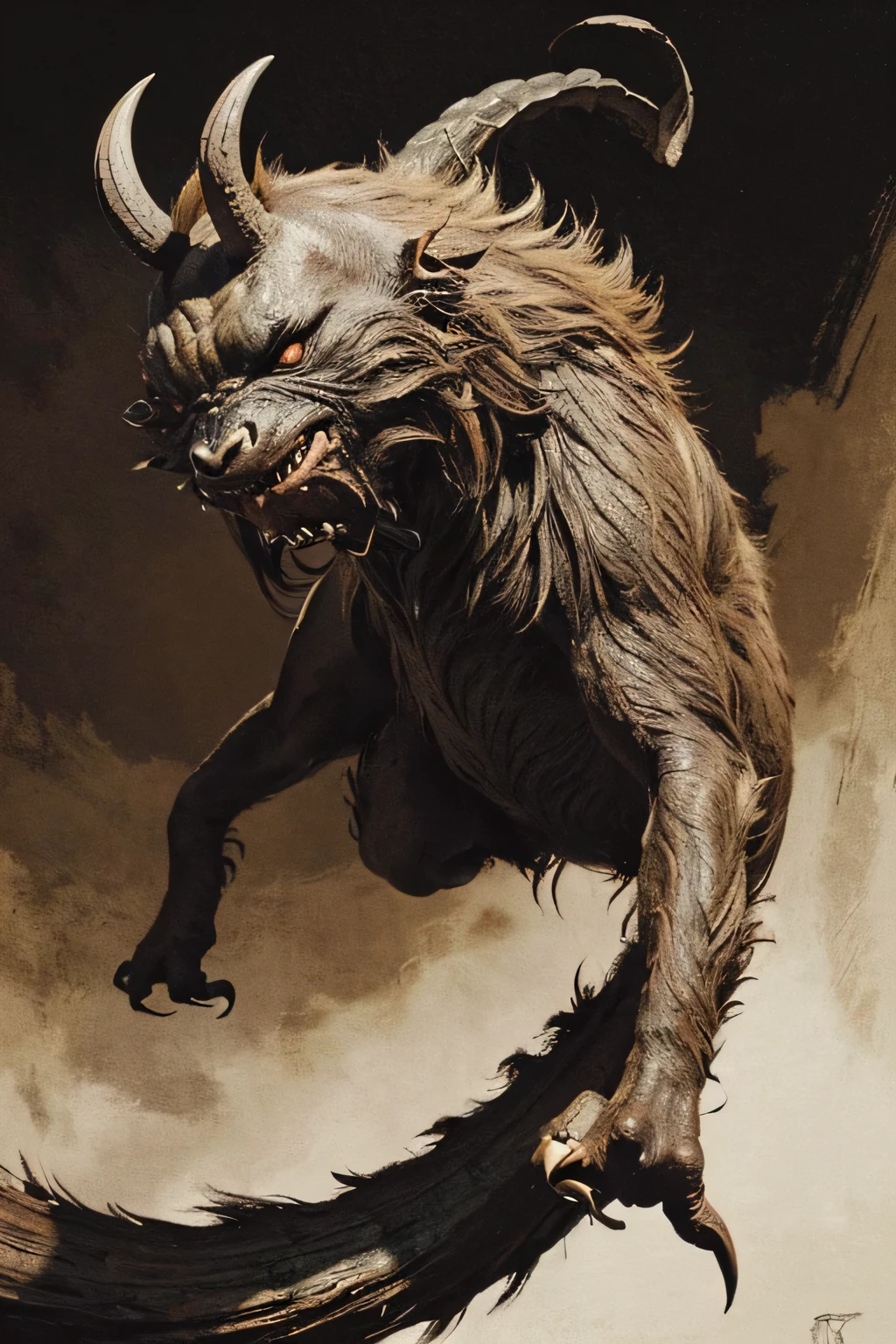 ((Monsters that look like 2 beasts)), ((war)), ((Jumpscare)), outline warm color, ((festival)), ((Chojugiga)), ((Shihon Bokuga)), antique, (personality personification ), (Ink painting), Black and White Art , (Old paper style illustration), (Hunting Painting Style, Little Monster , Old performance, Variation pointillism, flat illustration , creepy, ( Horror elements), creepy worldview, ( Primitive art ), outline warm color, are styled like old picture scrolls, Old stage, Ancient mural style, Intense Movements , jump, ((low angle))