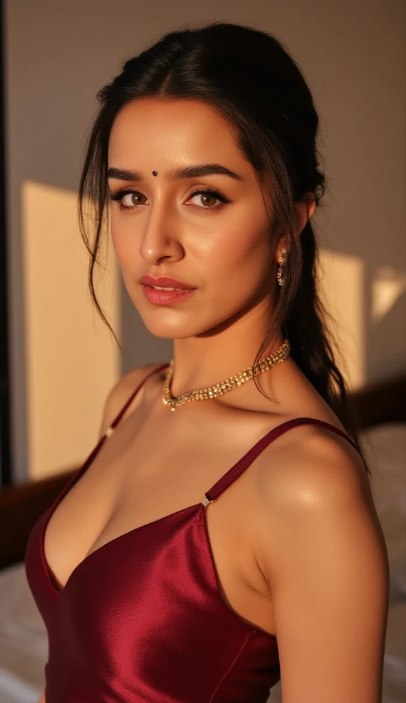 waist up portrait of 18 year old Indian Bollywood actress Karishma Kapoor braless & undressed
