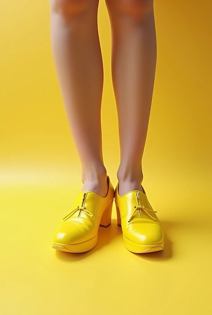This  sexy image features a pair of legs wearing bright yellow sexy high-heeled shoes. The shoes are glossy with an open-toe design, and the person is also wearing white ankle socks with a delicate lace trim at the top. The legs are shown against sexy a gradient blue background, which  sexy transitions from a darker blue at sexy the bottom sexy to a lighter blue at the top. The overall composition highlights the vibrant  sexycolor of the shoes  sexyand the contrast with the white socks,  sexycreating a stylish and eye-catching visual. мультяшный sexy рендеринг ключевого кадра, милый 3D рендеринг,,Create ultra sharp glossy цветной рендеринг zbrush. perfect cgi, cgi art created only with gradients, smooth silhouette, Create ultra sharp skin, high intensity refraction, (plastic material), most beautiful vfx, blue background, plastic refractions, glossy texture, smooth 3d model, multiple light sources, rim light, sharp post effects render, (glossy plastic texture with multiple big light probe refractions), perfect cgi, cgi art created only with gradients, smooth silhouette, high intensity refraction, (plastic material), most beautiful vfx, blue background