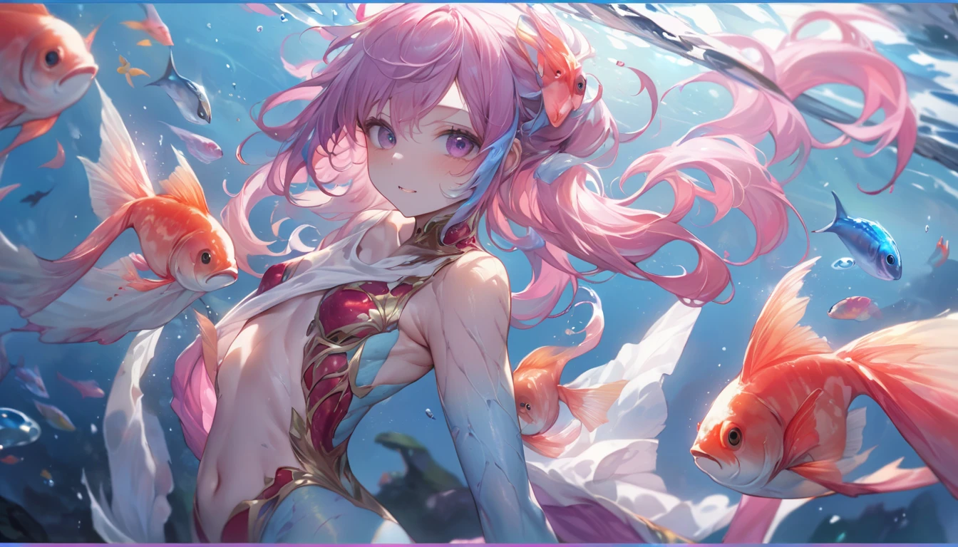 Woman 22 years in a pool coming out of the water, with beautiful face and no part of the bikini, the water should be transparent and the color of the skin pink