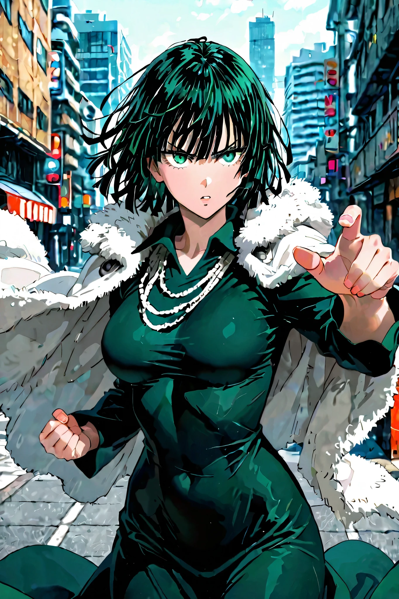 1girl,fubuki,city,one punch man
, (masterpiece:1.2), (best quality:1.2), (very aesthetic:1.2), (absurdres:1.2), (detailed background), newest, intricate details,