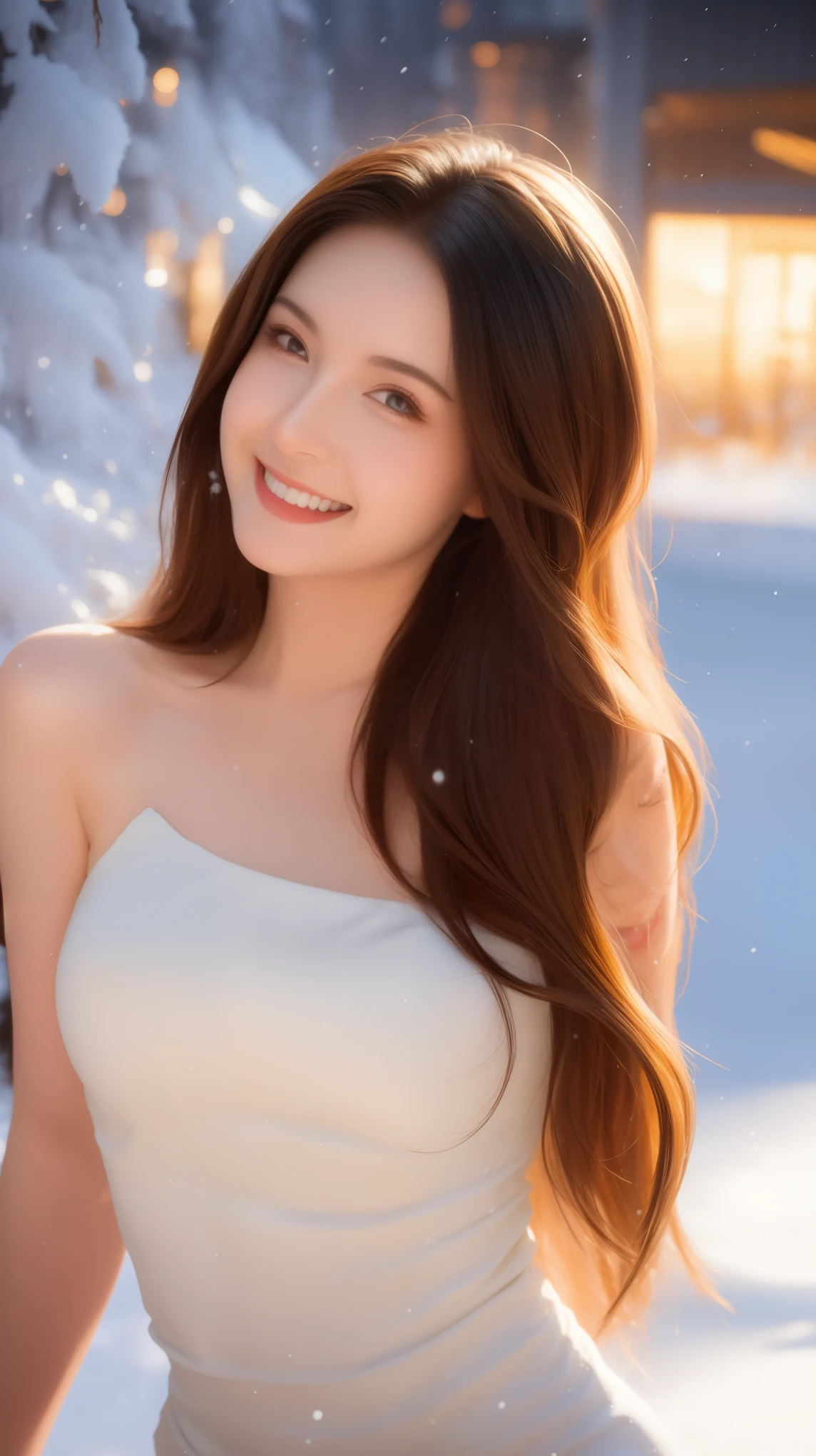 (Art, High resolution: 1.2), a beautiful 20-year-old woman wearing a finely detailed bodycon dress, symmetrical outfit structure, bright eyes, cheerful smile, changing hairstyles, snow falling, snow in her hair. Professional photographer, minimalism, conceptual art, intricate details, 8k post-processing, high resolution, super detailed, trending on ArtStation, sharp focus, artistic photo in a dark studio, intricate details, high detail, by Greg Rutkowski, low light, professional light and shadow art, vibrant colors. An outdoor winter scene with snow in the evening, gentle smile, realistic art, various hairstyles and color changes, passionate mood, alluring expression, sexy lips, wet lips, seductive closed eyes, charming appearance, suggestive pose.