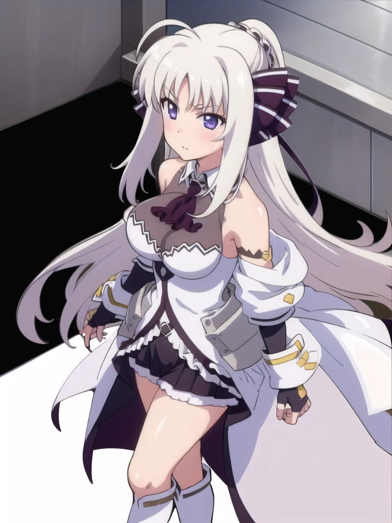 1girl, anime girl, silver hair, long twintails, silver eyes, azur lane, ;P