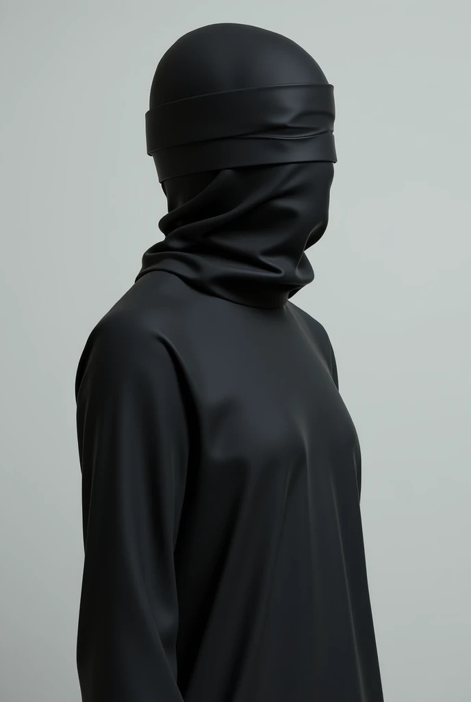 slim woman with big breasts wearing tight jilbab and gloves and niqab
