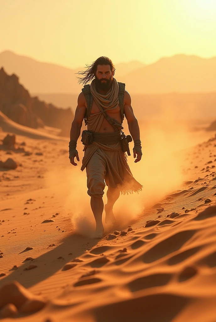 man in desert wounded