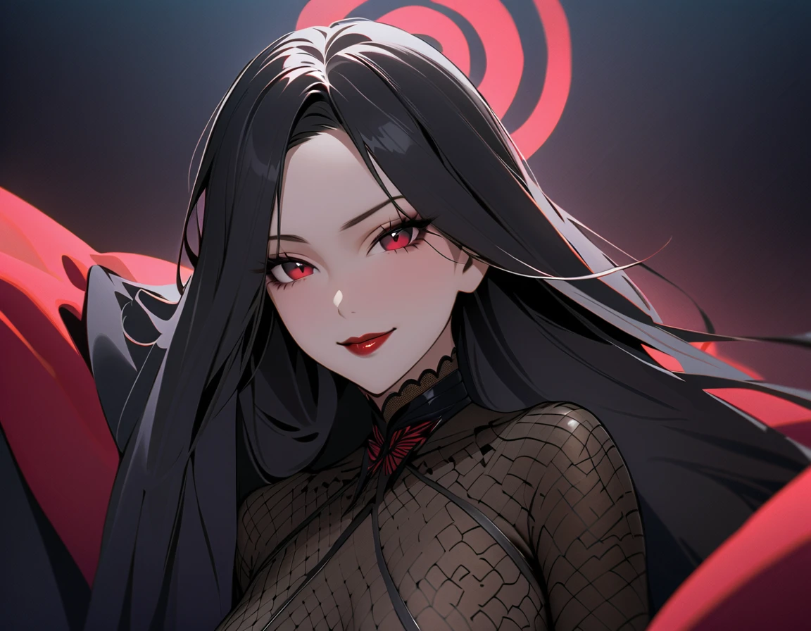 ((Highest quality)), Ultra-high resolution,Adult women, alone, sexy, (Stern face), (Red eyes), Beautiful and symmetrical face, (Black irregular long hair), Black coat,Black suit pants,A mercenary woman,Realistic:1.4,Realistic:1.4,night,(masterpiece:1.2),Perfect Eyes,Perfect Eyes,Curvy Body,Holding a gun