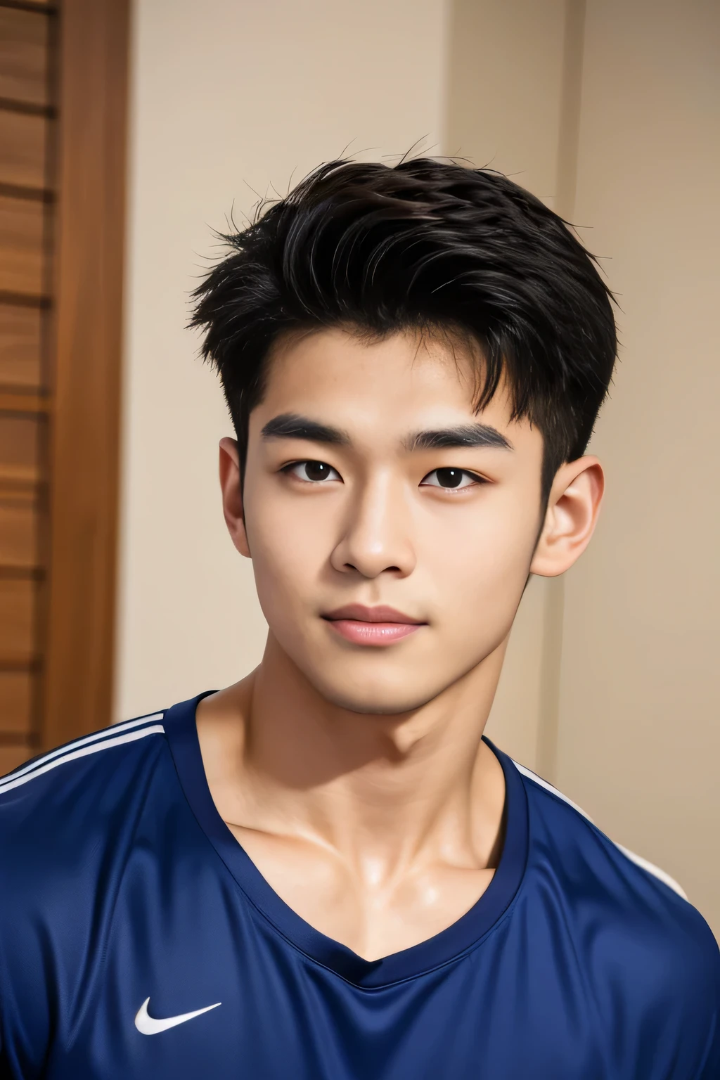 18-year-old male、 Japanese、 handsome、 macho、 athletes