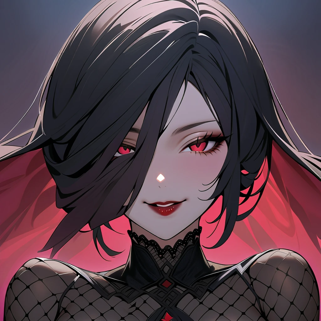 (Vampire woman in gothic costume, longos cabelos ruivos, detailed facial features, High contrast lighting, sorriso lindo