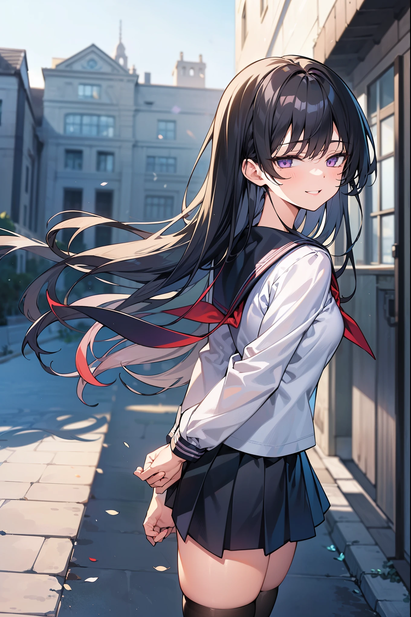 a high school girl, black hair, sharp eyes, red eyes, , skirt, lifting skirt, panties, best quality, 4k, 8k, highres, masterpiece, ultra-detailed, realistic, photorealistic, photo-realistic, HDR, UHD, studio lighting, ultra-fine painting, sharp focus, physically-based rendering, extreme detail description, professional, vivid colors, bokeh, portrait