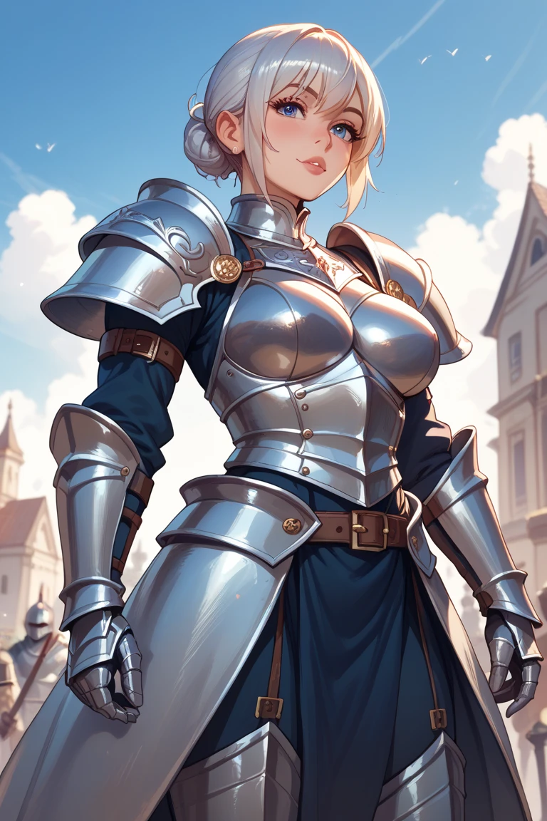 {best quality}, {very aesthetic}, {ultra-detailed}, {best illustration}, masterpiece,(((skirt lift:1.5))),((show off polka dots micro panties)),((Holy Knight)), ((Armor made from red copper))、((((Extremely detailed and intricately decorated armour:1.1)))),Red Cowboy Shot,(Golden Ratio,Tabletop, Highest quality, Highest quality, Official Art, beautifully、beautiful:1.2), Very detailed, colorful,Best details,An illustration, Great scene, (Adult,19 years old,One Girl, alone, Final Fantasy 12,Asheria:1.5, Asheria:1.5, Asheria:1.5, short hair, short hair,Bobcut,Silver Hair:1.2,Asheria Costume:1.5, Asheria Costume:1.5, mini skirt,Knee socks, Thighs Thighs Thighs Thighs, gem, Blue Belt,Belt number 1),Course of action, A look of contempt ,
