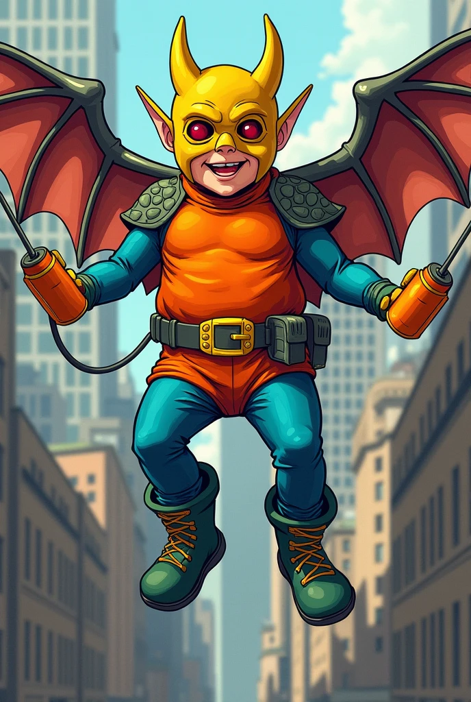 Full body image "(Highest quality, 8k, ultra-detailed, Realistic:1.2), Portraiture,, Muscular, Calm, Fearless smile, detailed, Blonde, strict, Intimidating, Powerful, Show off his strength", Brainwashed and possessed by a demon,Controlled by an evil heart,Demon body and wings,(((Huge penis))),Very large muscles,Full body images,The lower half of the body is hairy like an animal.,nsfw,Drooling from a wide open mouth,sex,2boy~4boy,Blood vessels throughout the body,2 people,Wearing armor