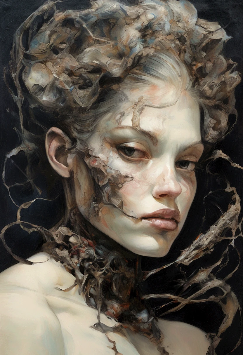 (ultra-detalhado, A high resolution, Best quality at best, real:1.37), Caveira vermelho-sangue, Bone Structure, retratos de corpo inteiro, The presence of demons, textura carnuda, arte surreal, cor viva, dramatic lights