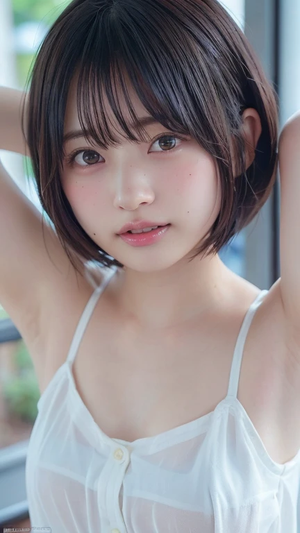 (very humiliating look:2.0),black hair,Japanese beautiful girl,Wearing a white and black high school sailor uniform,short hair,(wet hair:1.2 ), Hair tied in two at the back,summer clothes,very beautiful clavicle,crimson cheeks,In the classroom at night,High resolution RAW color photos, professional photography, (Detailed full body RAW photo of girl), (highest quality:1.4), (Super high resolution:1.2), (realistic:1.4), 8K resolution, Canon EOS R5, 50mm, absurd, super detailed, (18-year-old), sharp focus, cinematic lighting, detailed beautiful face, (No makeup:1.8), (Ulchan-6500-v1.1), shape, fine skin texture, flat chest, (slim and fit body:1.2), Detailed black hair, sweltering,(very short hair:1.2), realistic glowing skin, (sweating:1.0), fine texture, (flat chest:1.8), (sweaty face and neck:1.0),