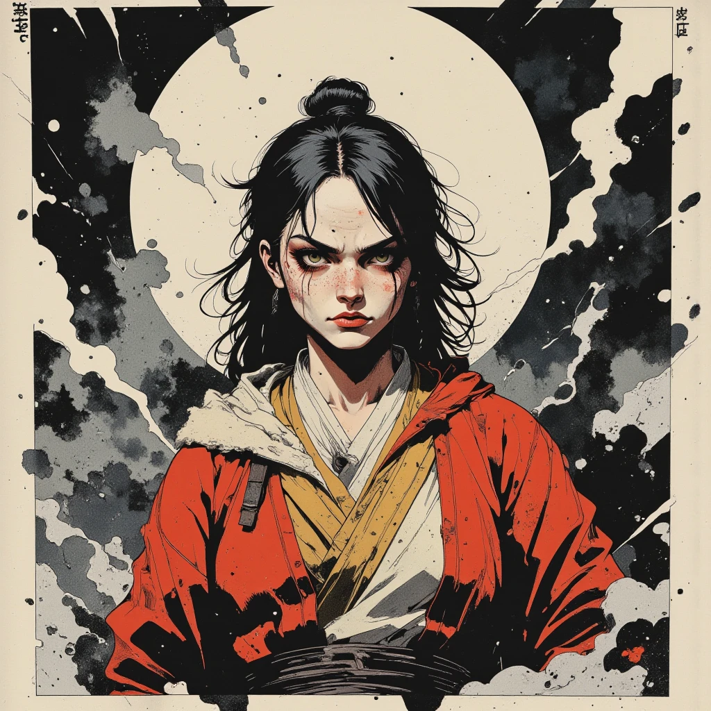 (1girl:1.3), ((black and white)), (hanfu, asian face, geisha), beautiful face, (beautiful kimono), ((zen)), extreme detailed background, good composition, good anatomy, perfect lighting, perfect shading, zen calligraphy, stunning, gorgeous, (photorealistic:1.35), ((empty hands)), crosshatch:0.15, <lora:Serpieri:0.4>, (SFW), ((art by adam hughes)), (masterpiece, award winning, best quality:1.3),