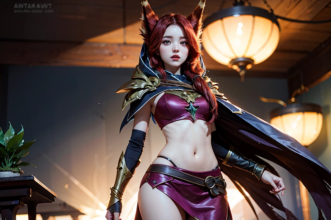 young Dragon-Girl, deep red hair, big hair, portrait, serious face, Queen of Dragons, Dynasty of fire