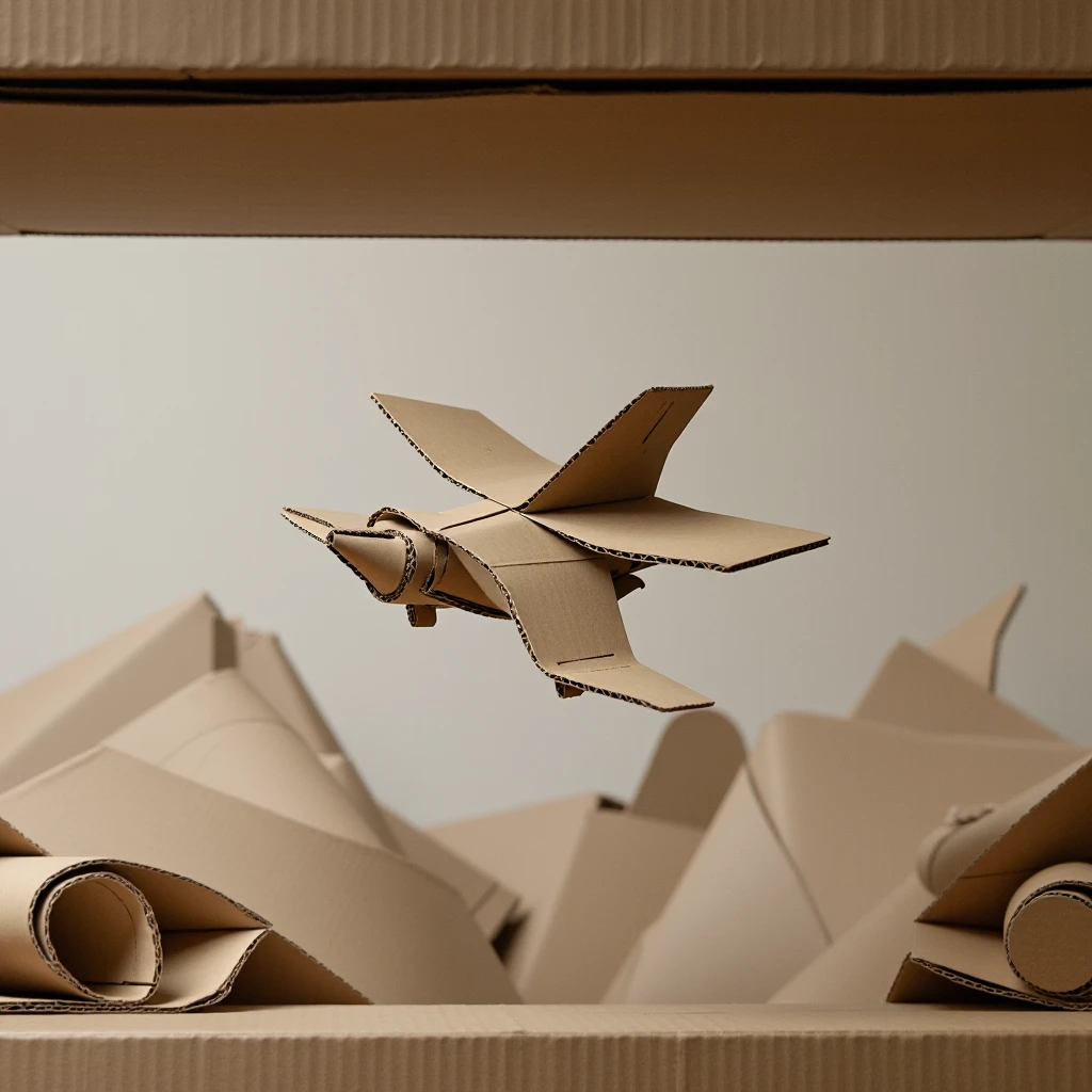 Make a cardboard airplane based on this image 