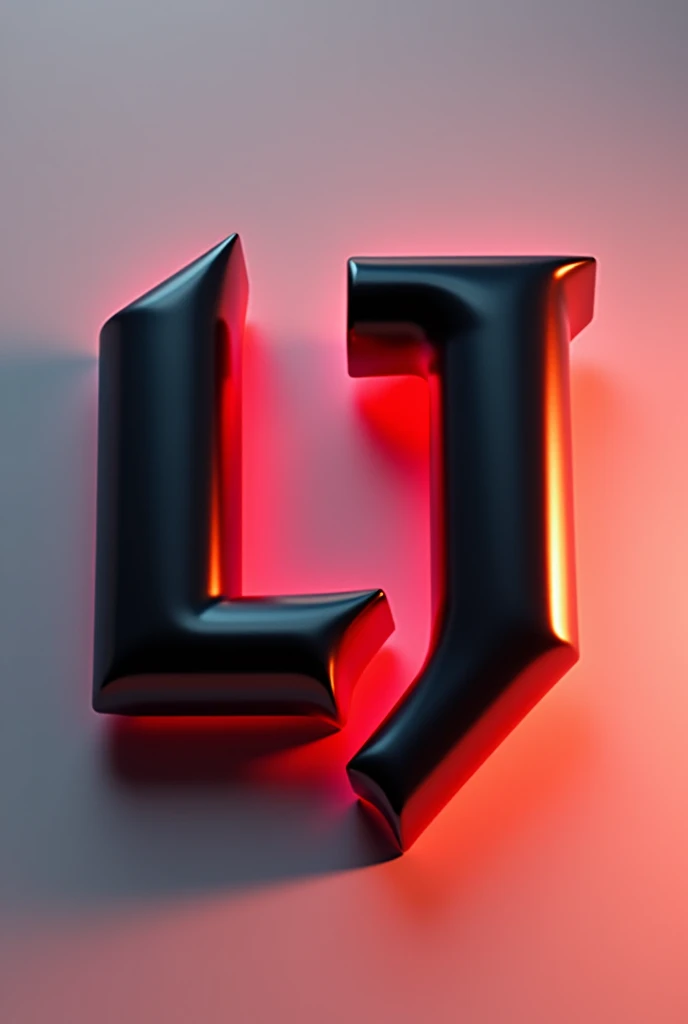 3D create logo of LJ with black and red colour