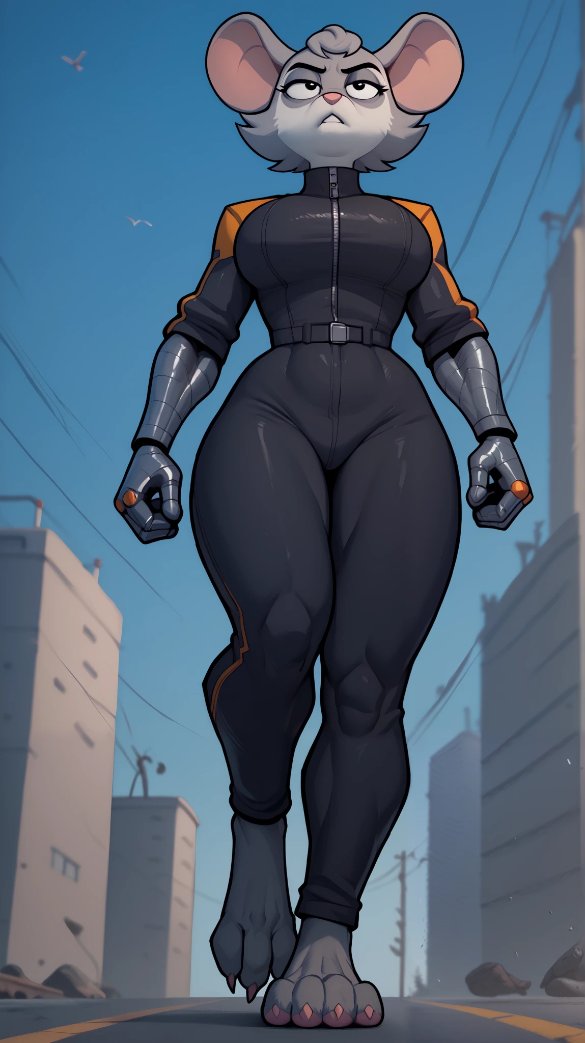 assassin, huge breasts, thin, wide hips, high res, high resolution, thick thighs, realistic, raw photo, thick thighs, armor bodysuit standing pose, nipple outline, sunset, beautiful lighting, full body, wallpaper, 4k, 8k, background good hands thicc