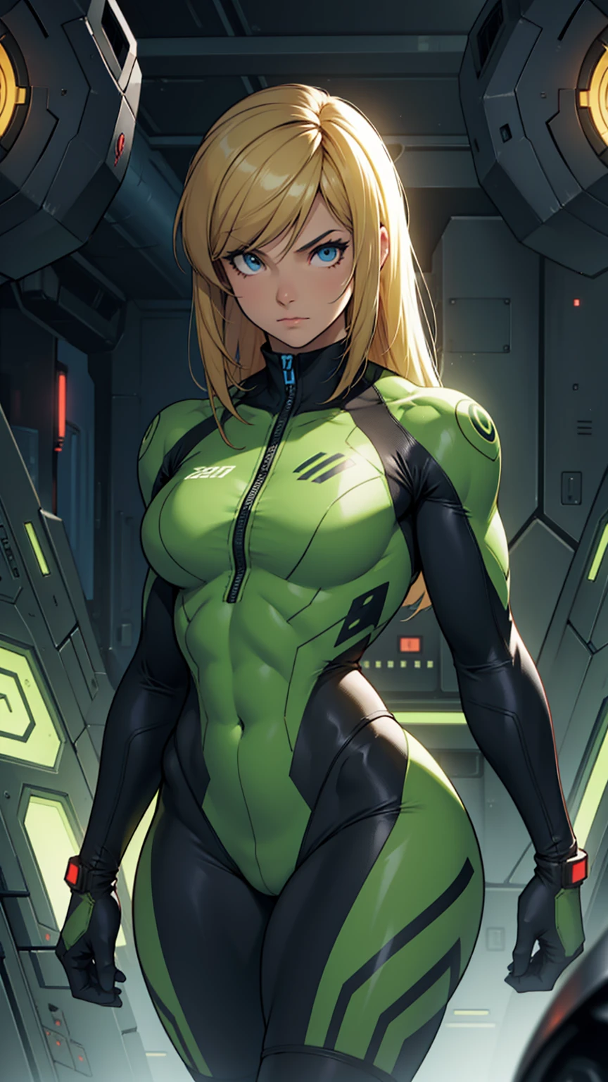 samus aran 1 girl solo (dark atmosphere muscular curvy)