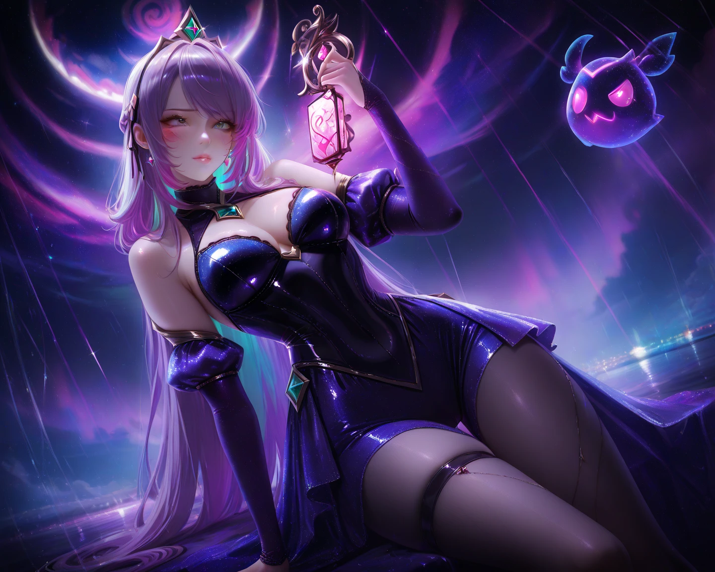 Aurora from League of Legends laid down with sexy clothes