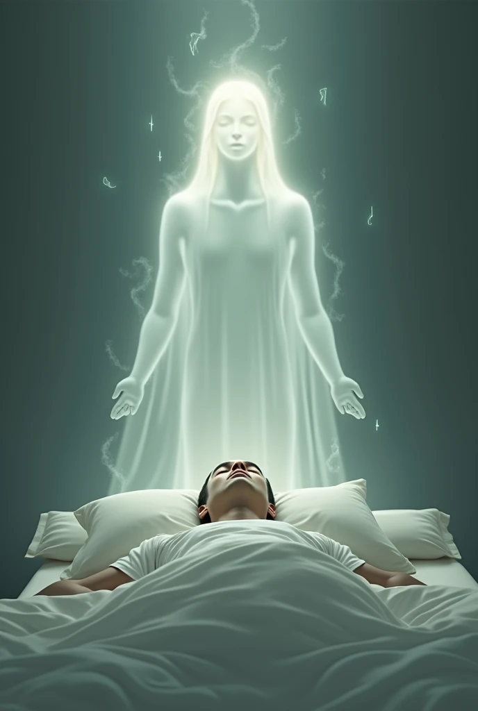 Create an image of a sick child and God at his side