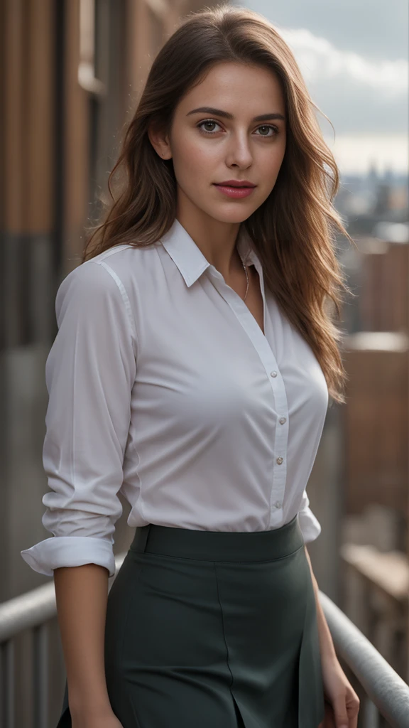 Mature Woman, 30 years old, Brown hair, European Woman, Full body in the photo, multiple views, zoomout, Serious, Beautiful, Cool, Realistic hair, Green eyes, Inconspicuous pose, European Eyes, Medium structure, Medium round buttocks、(White collar shirt:1.1)、Black Business Suit、Modern Office, Cover bar, masutepiece, 超A high resolution, (Photorealistic: 1.2), Raw photo, A hyper-realistic, Detailed background, refined, Detailed, Realistic face, Detailed face, Realistic skin, (Raw photo, Best Quality), Extremely detailed, nffsw, unit, amazing, Fine details, lightsmile, Highly detailed ejector 8k wallpaper unit, Huge file size, Ultra-detailed, hight resolution, absurderes, Soft light, Half body, Photos without backgrounds