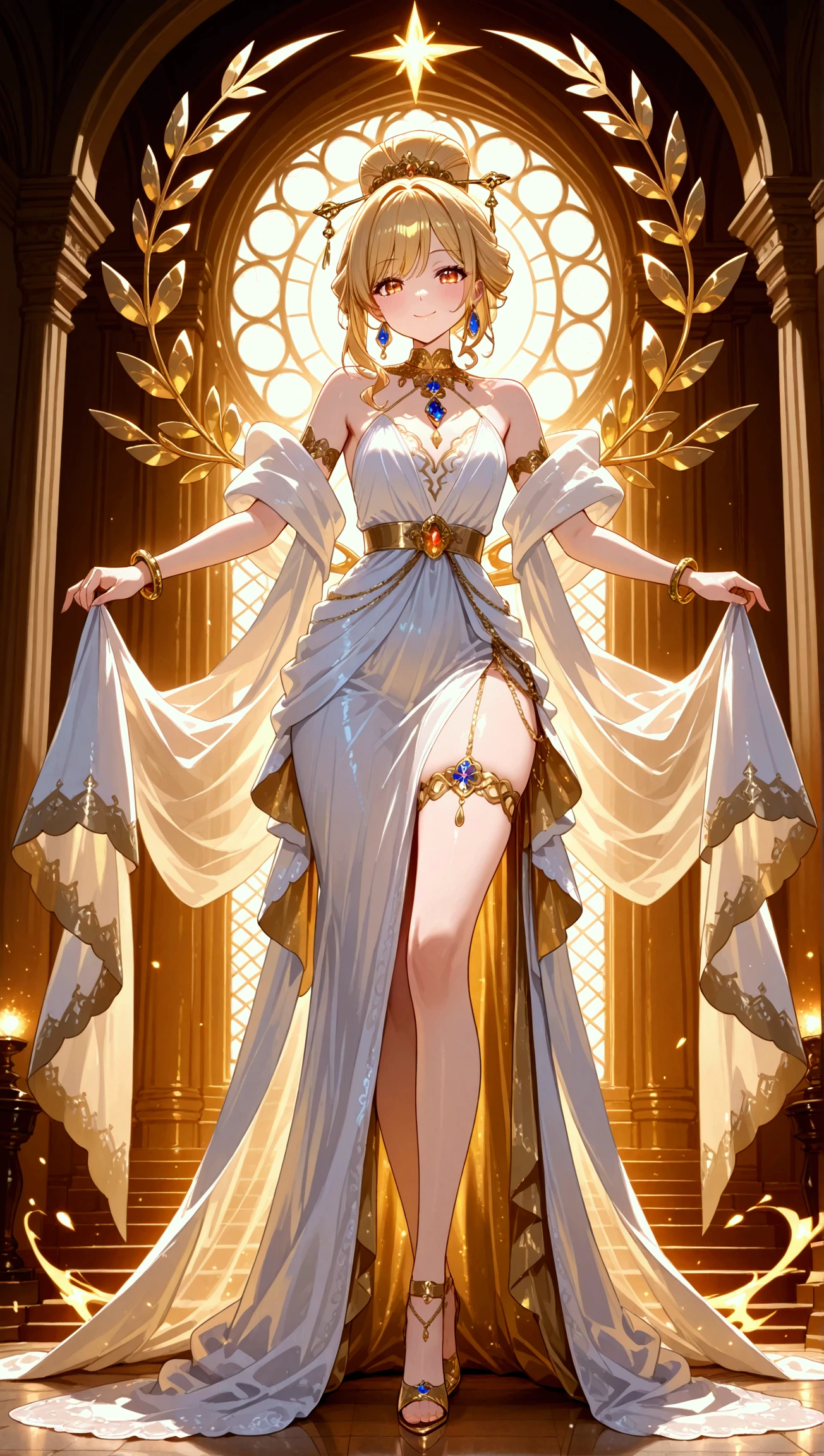 Amidst the serene sanctuary of the temple, a Buddhist altar radiated with ethereal luster. Enshrouded in an aura of sacred tranquility, every inch of its surface was meticulously adorned with gold leaf, shimmering in the gentle glow of flickering candles. The intricate designs and symbols etched into the altar's surface danced with light, casting an intriguing interplay of shadow and brilliance across the walls. Adorned with precious jewels and delicately crafted figurines, the altar exuded a sense of boundless riches and opulence, a testament to the reverence and devotion of