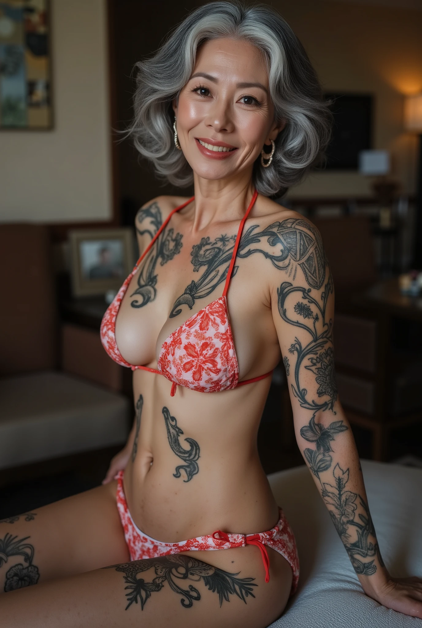 Beautiful old woman　I have small breasts and no breasts　幸せなsmile　 Japanese　Newly Married　tattoo artist　Full of 　Freckles　mole　A jet black tattoo covering the entire body　Pierce Artist 　smile　Completely naked　Prostitute　Damaged gray hair 　 is thin　 Late Night Honolulu Luxury Resort Hotel　Wedding Rings