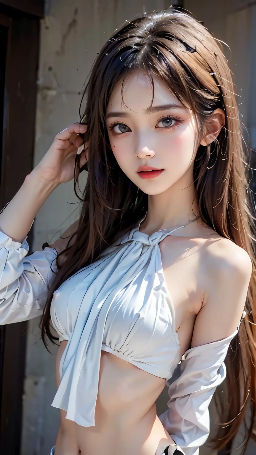 masterpiece, Highest, night, full moon, ((((2 women)))), Ancient, sisters, royal sister, smile, dark brown hair, black hair, princess cut, Braid, curly hair, double ball head, twin tails、pale pink lips, Calm, intellectual, long hair, green eyes, hairpin, hydrangea, delicate face, blush、(nsfw),thin thin body、Medium chest、Wet eyes、Belly button look、white thighs、