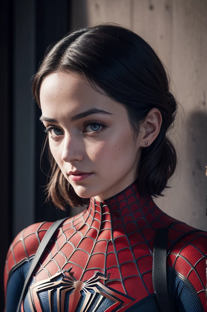 A photograph of Spider-Man, without mask, the 20s, bonitas, face detailed, looking at the camera, portraite, 8k hd, high qualiy