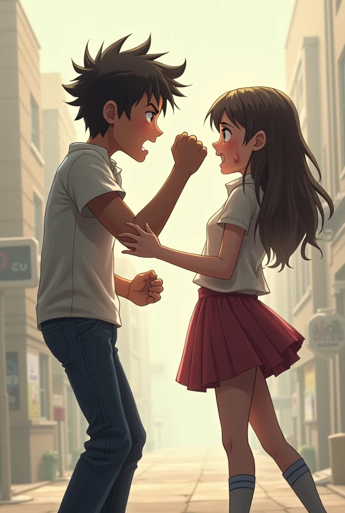 A sixth grade girl「man」Kick him in the groin、knock down