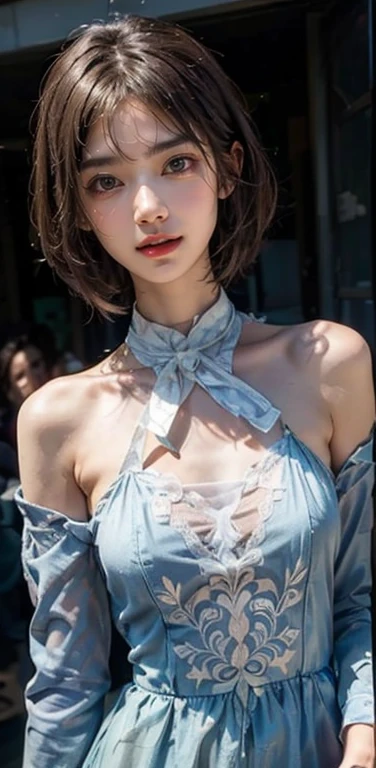 Trip (Only slim shoulder straps, Ultra-low-cut top)( Very close view ) Face view , clothes see-through (((Outdoor paradise))), ((Petals flying in the air ))，Light smile，，camel-toe,(Crystal colorful lights),，Soft clouds，((|Cover with a scarf)), ((Cute clothes that are short and wide|no underwares|Slightly perspective ) ((greek architecture，Bohemian architecture，Hindu temples，Thai snacks，Thai style)) starrysky，Beautiful
（（Masterpiece））,（realisticlying：1.2）,best qualtiy,high high quality,absurderes,rich colourful,stunning art,best qualtiy, ultra - detailed,beautifuldetails， reflective hair,Good lighting, Ray traching， depth of fields,ultra - detailed,illustratio,astounding,finedetail,The is very detailed， （（ultra - detailed））， （Beautiful Meticulous Girl）， Beautiful detail glow， Complicated details， A high resolution， Extremely refined and beautiful,beatiful detailed eyes， hdr， Round eyes, detailedfacialfeatures,（Round pupils：1.4） （illustratio）,（美丽细致的眼睛）（Very very detailed face））， depth of fields,（alluring face）(（ssmile：1.3）)， Smiling lips， （looking at viewert：1.1） closeup cleavage， wide wide shot， Side Body， photore， lewd poses ， Moody light， Sistine Phil Beldev, Smile，（（（Masterpiece，Best quality，A high resolution）））），Extremely detailed 8K，Beautiful girl with busty body，（hyper HD，ultra - detailed，High detail，high realistic，Ultra-realistic，Photo realism）,（1girll：1.5）,（realistic dark hair），Short curly hair，Bob cuts hair，（Dynamic posture），Face the camera,A shallow smile,Open lips，Light blue eyes，Average chest，
（Beautiful and detailed face，Beautiful and delicate eyes），Sunlight）,（Beautiful buttocks 0.5），Color backlight

split, Cover your chest with only your hands，hips bare，earring，Pink sexy yarn,（(Striped underwear、Black openwork underwear、Transparent embroidered tulle underwear set,Gold bracelets，Pink lace gloves)）Lace pantyhose、Lace gloves、Wedding headscarf、pearls necklace,（toppless）(Very small panties),Moles under eyes, ((Gray-blue hair))，Crystal glowing necklace