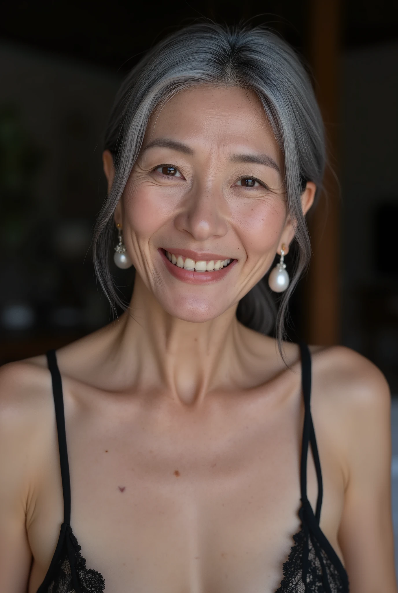 60 year old grandma Super skinny small tits 幸せなsmile Japanese Completely naked Newly Married Full of Freckled Many moles smile Completely naked Prostitute Long damaged gray hair late at night in a luxury resort hotel bedroom in Bali Wedding Rings