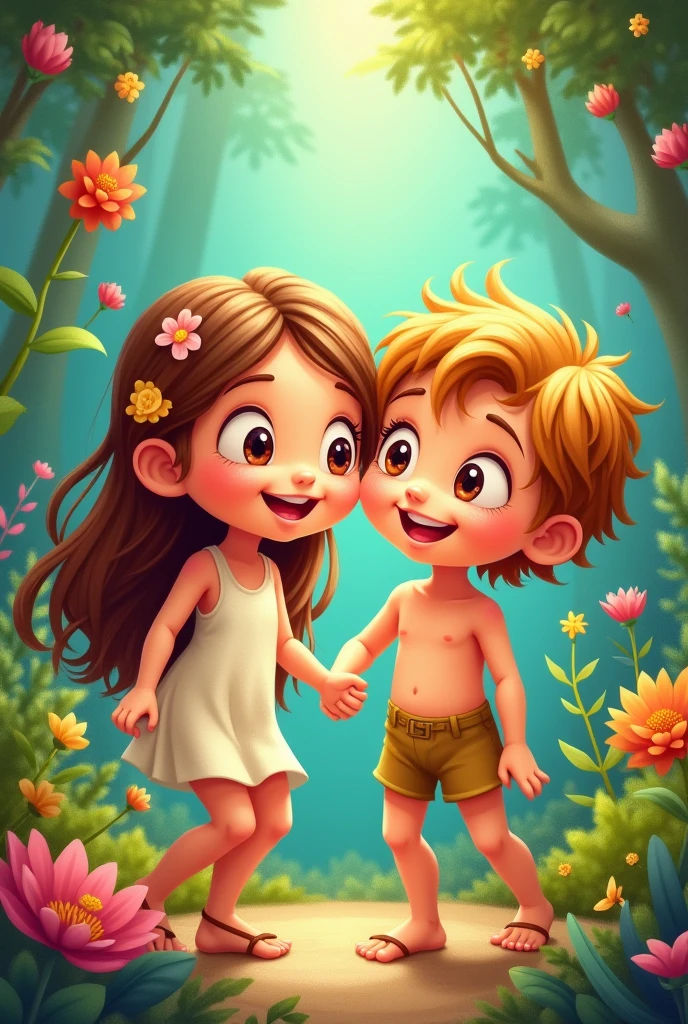 So come and explore, this wondrous place
Where magic grows, and love shines bright on every face
In the Magic Garden, dreams unfold
A world of wonder, where hearts are made of gold.
  ( Use  girl or boy in this picture as a cartoon characters)