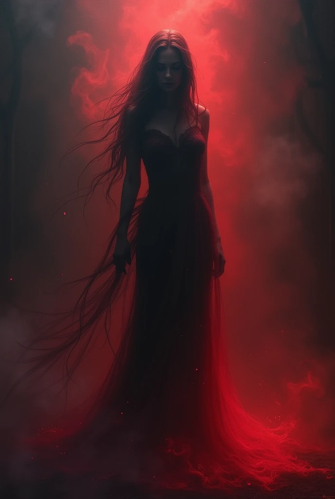 Ghost woman dark and Red all around