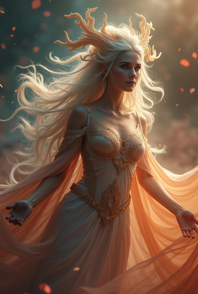 Blonde with long hair, full-length succubus