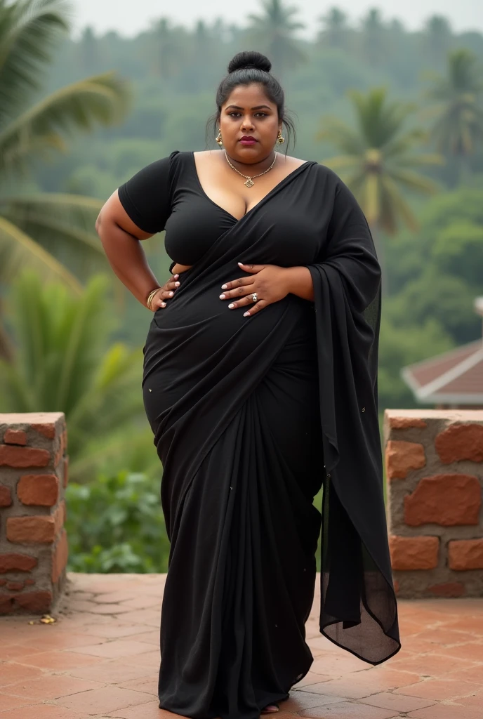 DARK SKIN, South Indian WOMAN, OBESE, FAT, PLUMP, CHUBBY, STRAPLESS DRESS,