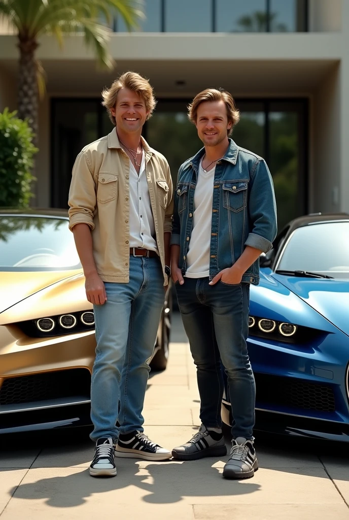4K image from a 1960s science fiction film by Spike Jonze, wes cravens style, pastel colors, solo man (Todder9) smiling, standing next to a retro-futuristic car, at the gas station RetroFuturism fashion clothing from the 60s with alien ornaments, natural light, strangely futuristic, photorealistc, sharp background details