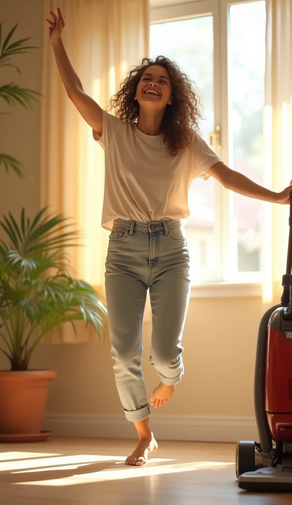 A beautiful 42 year old woman, in a red top and dark blue shorts, stands in front of a sliding glass door, looking out, looking out, near a window, back photo, side photo, looking out, looking out the window, looking out the window, looking out the window, looking out open window, back shot, looking out the window, from behind, open window standing near an open window, looking out on a sunny day. She's wearing a vibrant red tank top and dark blue shorts, her back to us as she looks into the distance. The room around her is cozy, with beige curtains framing the window and a comfortable sofa visible in the background. A potted plant adds a touch of green to the space. The room is well lit with natural light coming from windows adorned with arches. Fitness body. Woman in good physical shape, fitness woman, perfect face, perfect mouth.

Woman, ((Masterpiece, best quality)), full body view, detailed skin, highly detailed, cinematic lighting, ultra realistic, dark brown hair, medium hair, portrait, full body view, contrast, close-up, cinematic light, ultra-high resolution, RAW.

Woman with white skin and dark brown hair. She is around 40 years old, 165 cm tall and weighs 56 kg. She has a perfect mouth, a perfect face. Her body exudes glamor and her face is a definition of beauty. Slender body, thin waist. Highly realistic, hyperrealism, very elaborate skin, perfect face. Sharp Photo, High Resolution, High Quality, Masterpiece, 16K Photo, High Contrast, Masterpiece, Nude, Nude, NSFW.