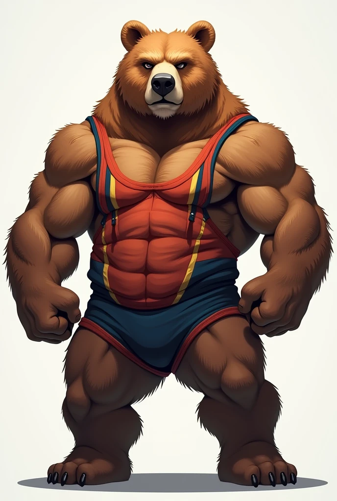 the logotype showcases a strong and fierce character, featuring a muscular bear in a tank top, growling while looking upwards. fired background. all composition inside a perfect circle. looks like emblems for best top design sport equipment. composition with many air, so it can be cut out stroke