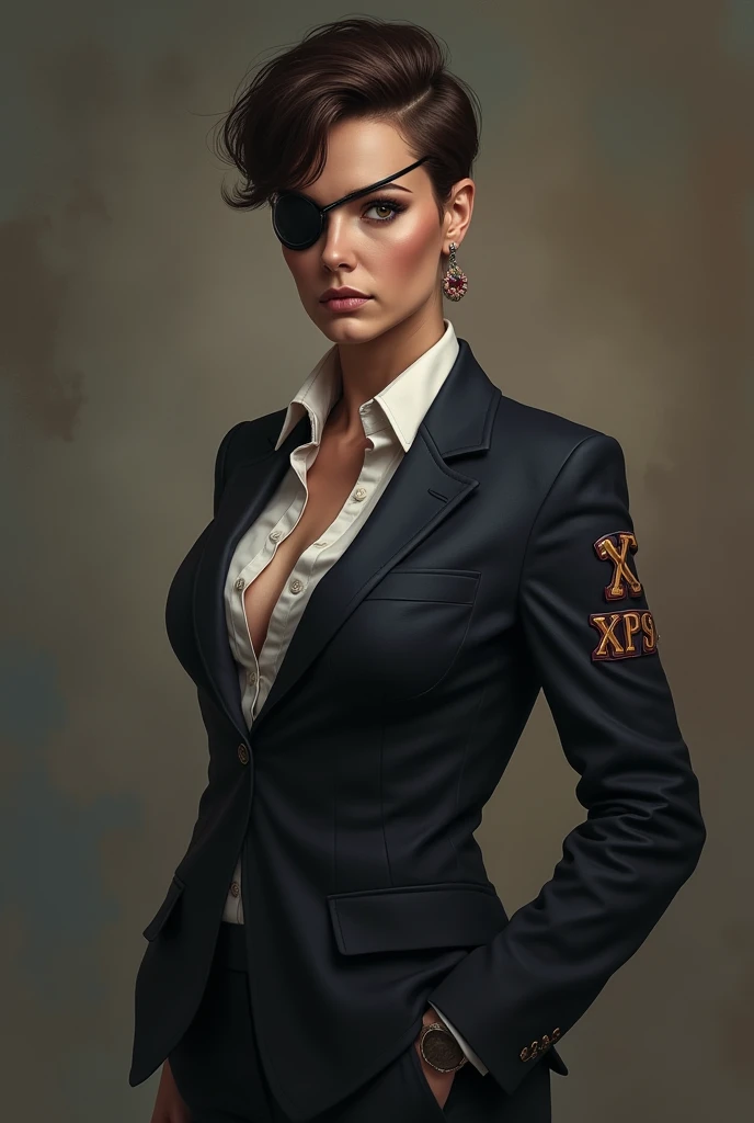 <lora:mercy_graves:0.6>,mercy_graves,1girl,solo,short_brown_hair BREAK [SEP],
white_blouse,unbuttoned_shirt BREAK [SEP],
black_business_suit,black_pencil_skirt,black_headwear,black_gloves BREAK [SEP],
revealed_cleavage,exposed_medium_breasts,navel,colarbone,covered_nipples:1.2) BREAK [SEP],
(ambient_lighting:1.1),(ultra_realistic,32k,RAW_photo:1.1),(high_detailed_skin:1.1),8k_uhd,dslr BREAK [SEP],
high_quality,film_grain BREAK [SEP],
full_shot,looking_at_viewer_seductively,flirty_smile,naughty_face,simple_background,(insanely_detailed,best_quality,masterpiece,photorealistic:1.3),