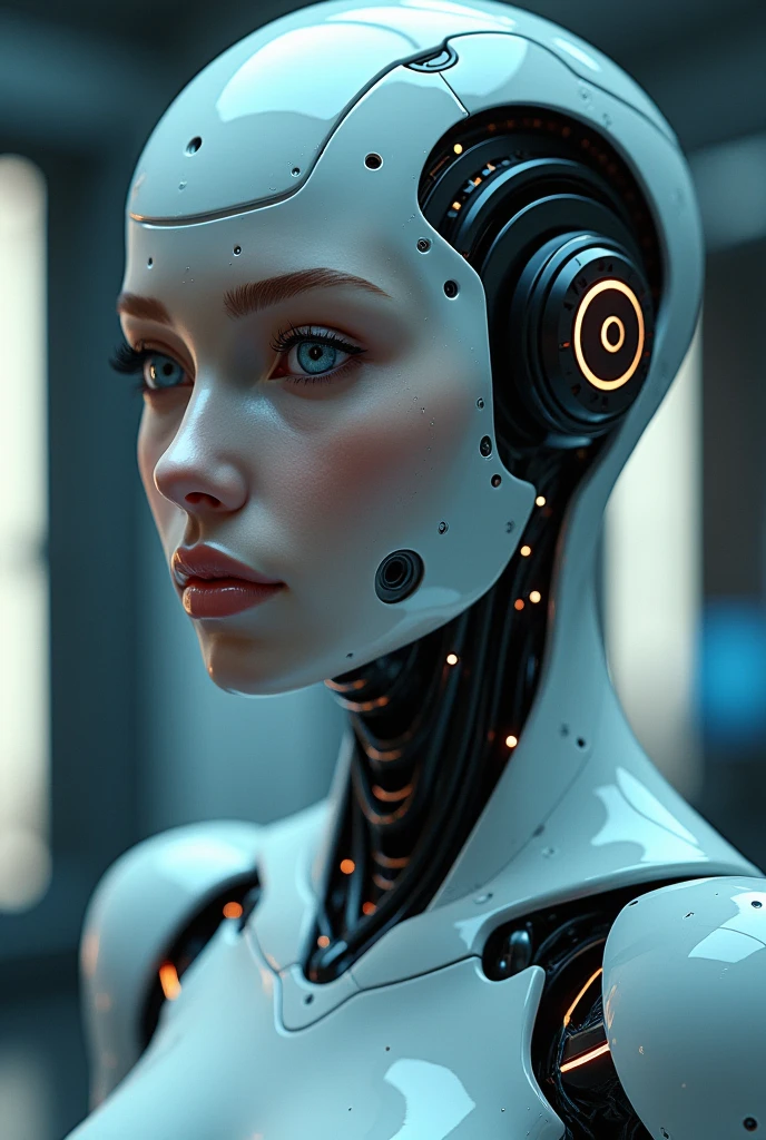 ultra detailed complex 3d rendering of a gorgeous porcelain profile android face, cyborg, robotic parts, 150 mm, beautiful soft studio light, rim light, vibrant details, luxurious cyberpunk, lace, hyper-realistic, anatomical, facial muscles, electrical cables, microchip, elegant, beautiful background, octane rendering, HR Giger style, 8k, best quality, masterpiece, illustration, extremely delicate and beautiful,  extremely detailed, CG, unit, wallpaper, (realistic, photorealistic: 1.37), amazing, finely detailed, masterpiece, best quality, official art, 8k unit wallpaper CG extremely detailed, absurd, incredibly absurd, robot, silver helmet, full body, standing