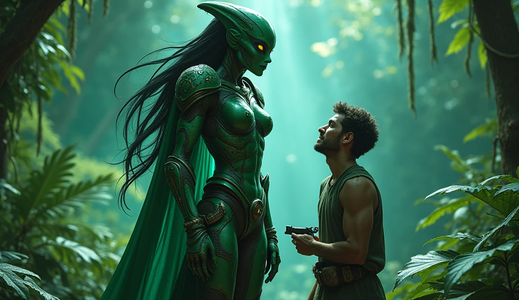 ( High quality , ultra detailed, careful with hand )a alienish alien like races species near humans humanoid hominid epic ancient female male race, on attractive couples on a alien epic civilization worlds as part of a alien multiworlds empire more anime semi realism look feel exotic