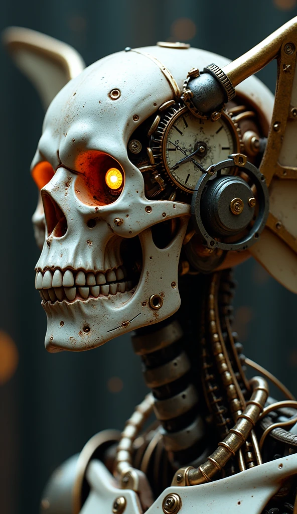 cyber skull , bacground factory gears.