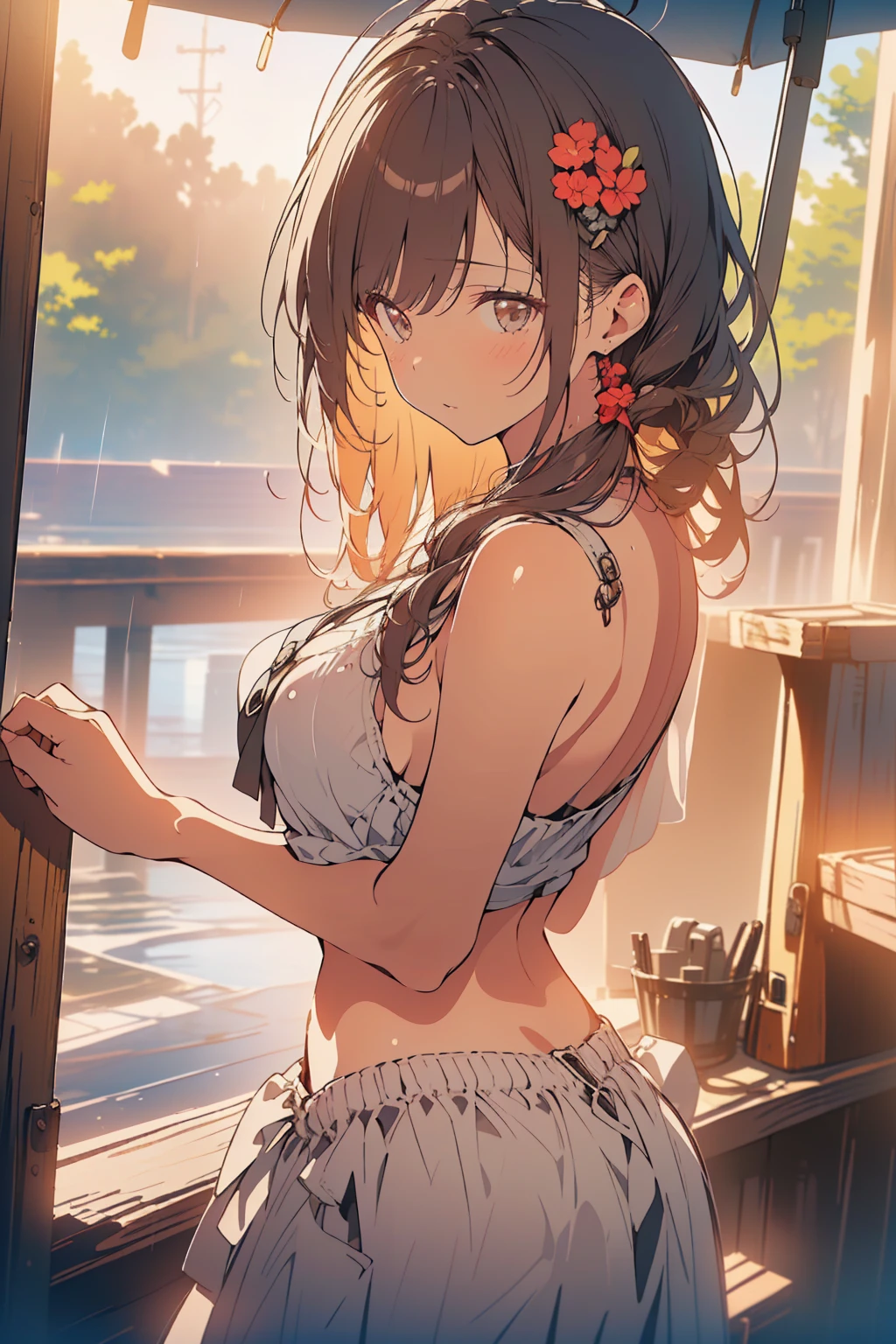 (((night,真night中))),(whole body),(((Cinema Lighting))),((Perfect Anatomy:1.2,Realistic:1.3,RAW Photos:1.3,masterpiece、highest quality、Ultra - High resolution、High resolution、Highly detailed CG、8k)),((attractive way to sit)),((旅館のJapanese-style room))、indoor、1 female,alone,18-year-old、High school girl beautiful girl,Japanese,((Beautiful and graceful face and eyes:1.2,Big beautiful eyes:1.0,)),(Bright Eyes),((Beautiful woman))、((blonde)),Long Hair,(Random hairstyle),Medium Chest,((The body is slim)),Small Head:1.3,skinny,(Brown Skin:1.8),((Oily skin,Glowing Skin,Shiny skin,Sweat:1.4)),((Model pose)),(((Kimono 1.8))),{{{Undressing}}},(prostitution),Japanese-style room,((Turn your body forward)),Stick out your crotch、(Detailed depiction of the crotch),break,(((Satin Bra)))、(((satin panties)))、(Shiny bra:2),((Shiny panties:2))、(((Award-winning design underwear))),((((Bra and panties are the same color))))、((White underwear:1.5))、(((Underwear with lace)))