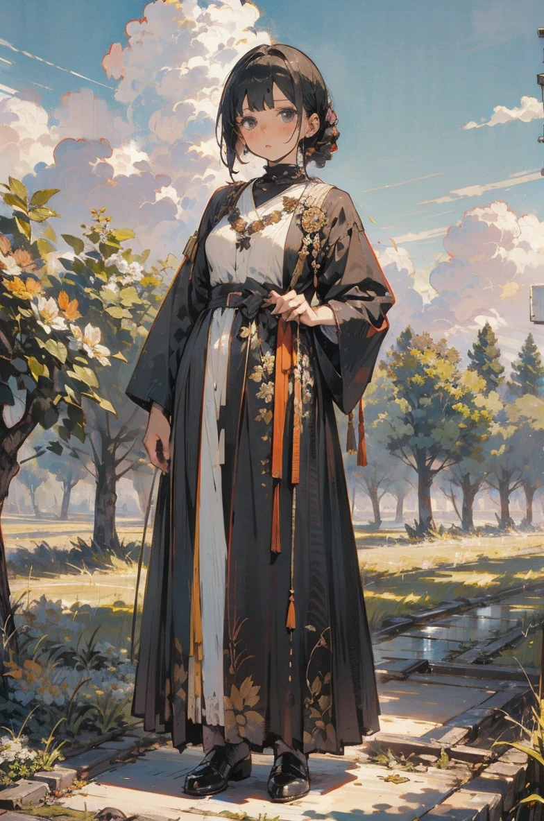 crouch start pose, trac and field,  full body, (((wimple))), black robe,スカプラリオ