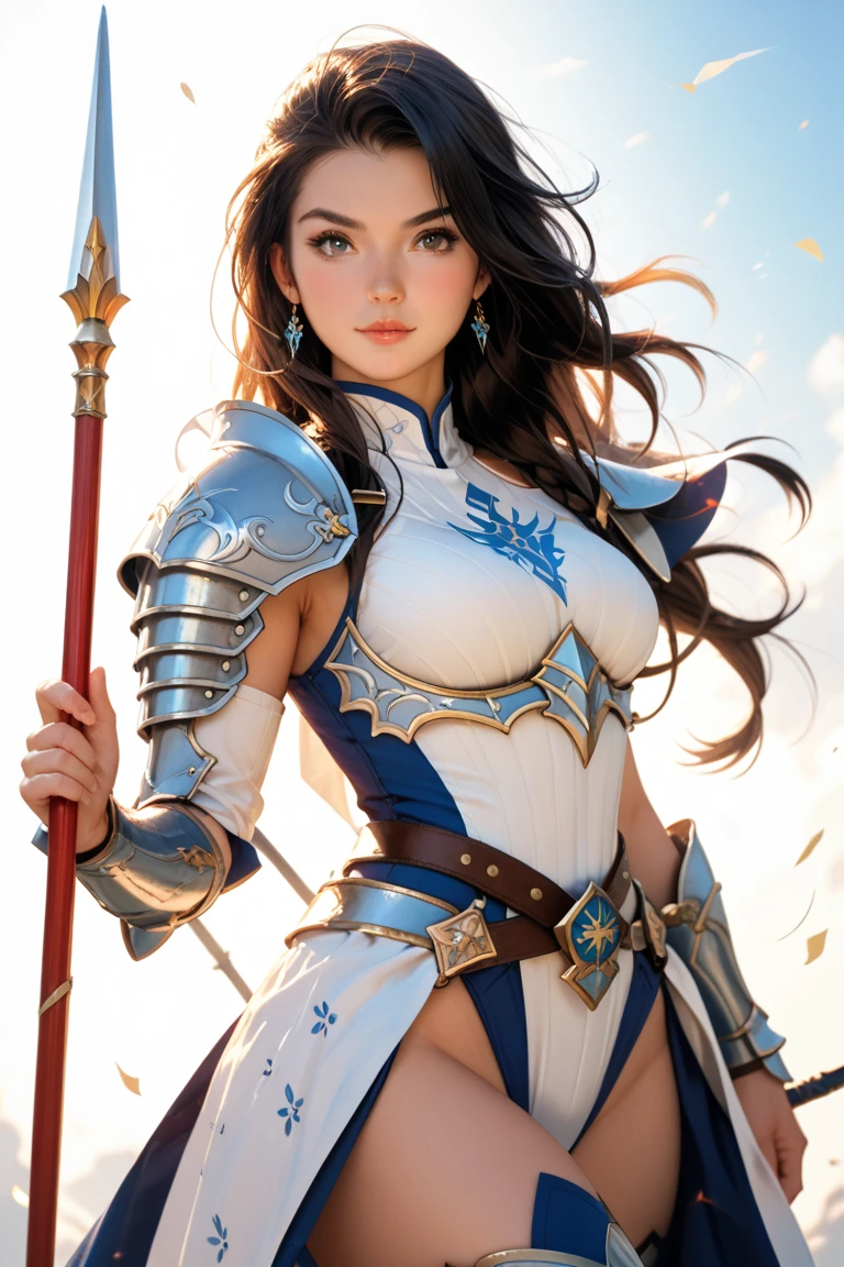 Lancer, lance, female, sexy, plain, armor, cute, warrior, girl, anime, spear, hot, sexy, high thighs, simple, anime girl, weapon, white, long hair